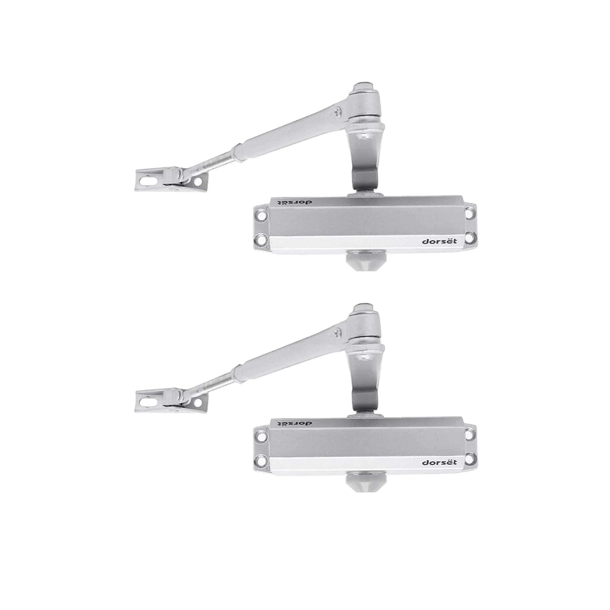 Dorset Door Closer - 60 kg Hydraulic Door Closer for Wooden Doors | Suitable for Left or Right Handed Wooden & Aluminium Doors | Pack of 2 | Silver