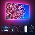 PWAYTEK Colorful TV LED Backlight with HDMI 4K60Hz Sync Box,for 55-65 inch Tvs, 6.56ft RGB led Strip Lights Sync to Screen& Music, Color Changing LED Lights for TV, PC, Game,Remote Control