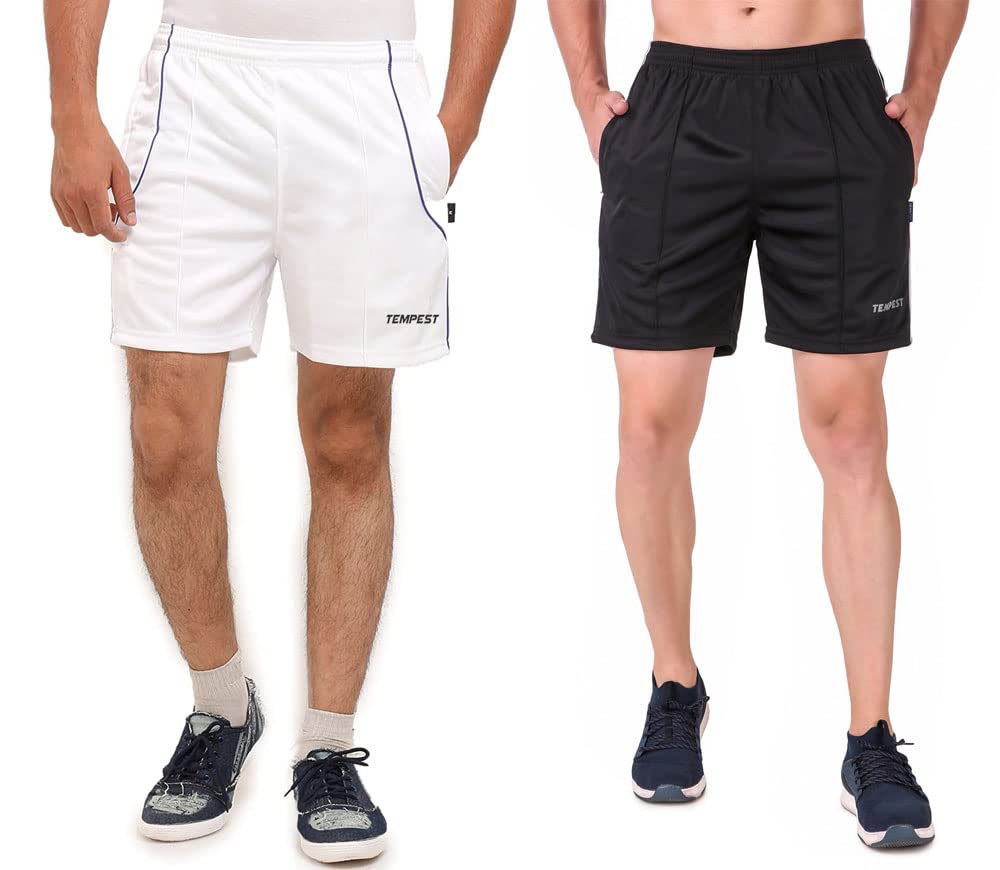 tempest Men's Polyester Gym Sports Shorts/Running Shorts for Men (XL, Pack of 2: White/Black)-picture-27