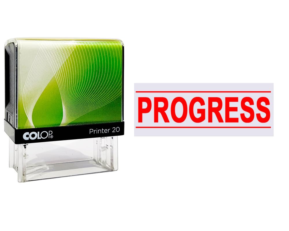 MeetYouAffection Colop Printer 20" Progress for Personal & Office Use Custom Rubber Stamp Self Inking Rubber Personalized Stamp Impression Area 14 mm x 38 mm 9/16" X 1 1/2" Inches