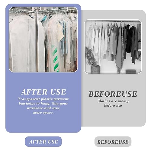 Amaxiu Garment Bags for Hanging Clothes Dust-Proof Clothes Covers 20pcs Clear Plastic Garments Dry Cleaner Bags for Closet Home or Travel Storage Gowns Coats Jacket Suits Dress (35.4 x 23.6 Inches) - Image 3