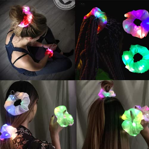 12 Pcs Light Up Scrunchies For Girls, Led Hair Accessories Glow In The Dark Scrunchies, Rave Accessories For Women Fun Gift Party Favors Concert #TOP2