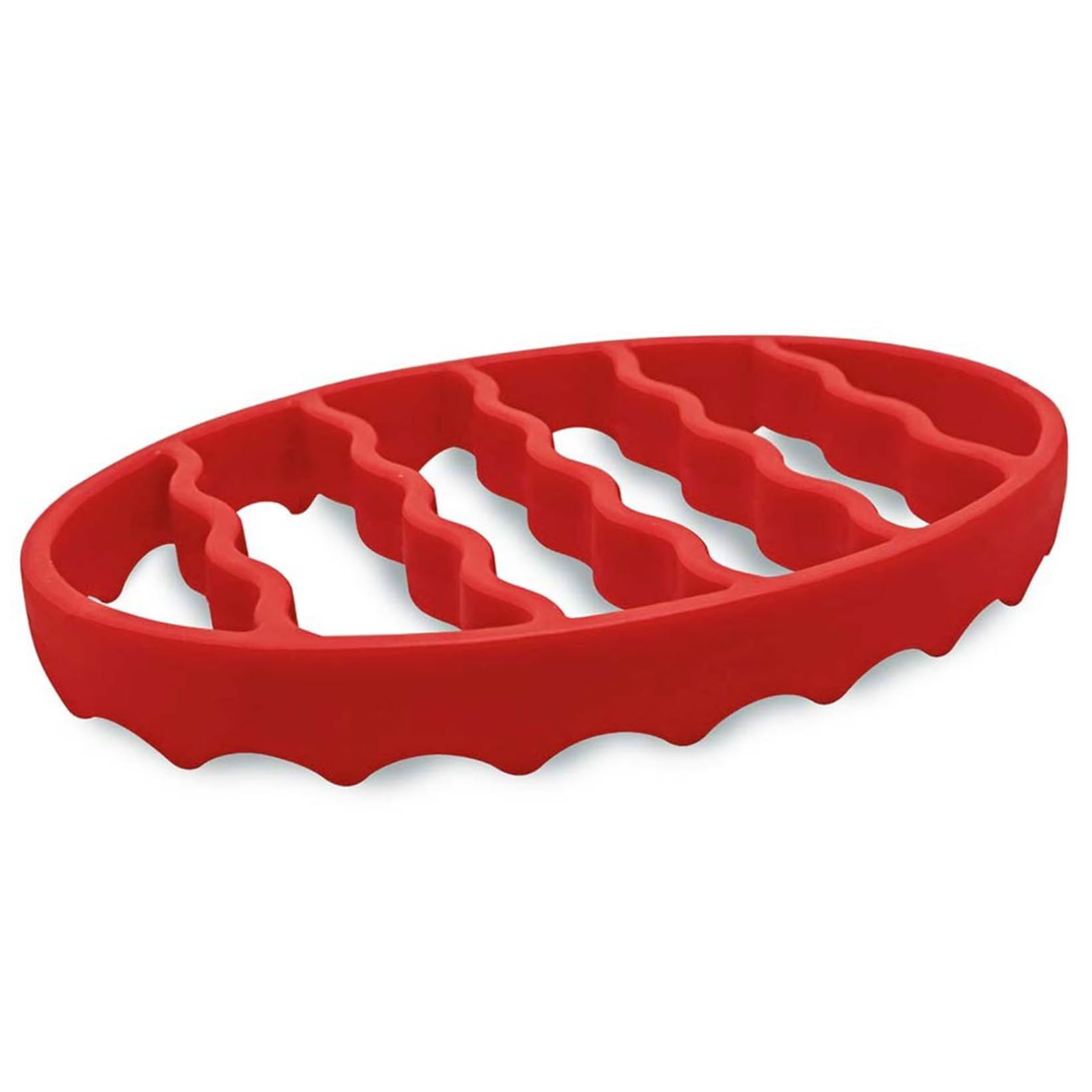 Suxdlan 7x8x1 Silicone Roasting Rack Heat-Resistant Oval Rack Dishwasher Microwave Safe for Slow Cooker Pressure Cooker Oven, Red