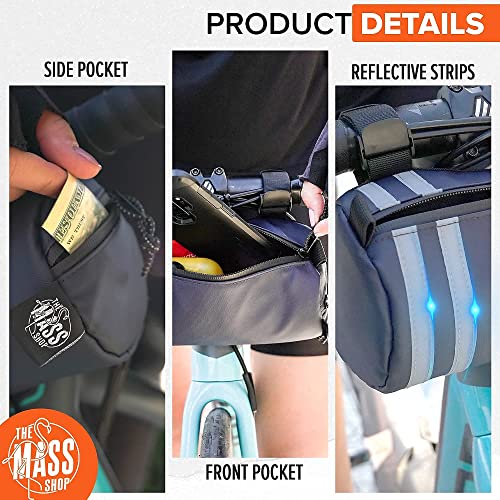The Mass Shop Bike Bag, Bags For Bicycles, Handlebar Bag, Bicycle Bag, Bike Pouch, Bike Handlebar Bag, Bike Phone Holder,Bicycle Accessories, Front Bike Bag,1.3 Liters Of Storage (8" X 4") (Black) #TOP6