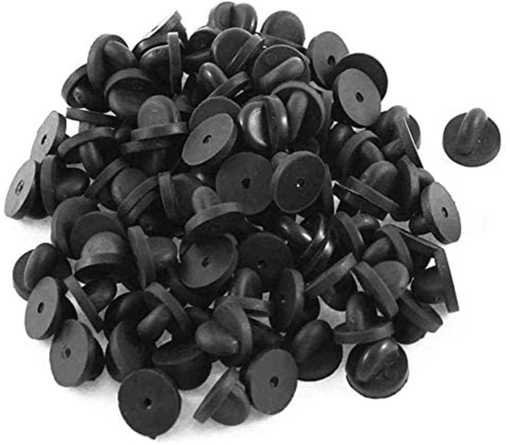 Khazna Rubber Pin Backs, 100 PCS Lapel Pin Backs, for Pin Safety Backs for Brooch Tie Hat Badge Insignia, Black