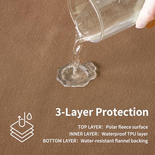 QiyI Reversible Waterproof Blanket for Bed Couch Sofa, 40"x60", Brown/Tan by QiyI - Used condition - Image 3