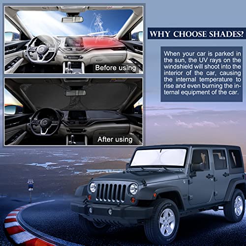Insauto Windshield Sun Shades Compatible With Jeep Wrangler Jl Jk Gladiator Front Window Sunshade Cover 210T Reflective Polyester Sun Visor For Car Sun Protection Accessories Xs (59" X21.6") #TOP3