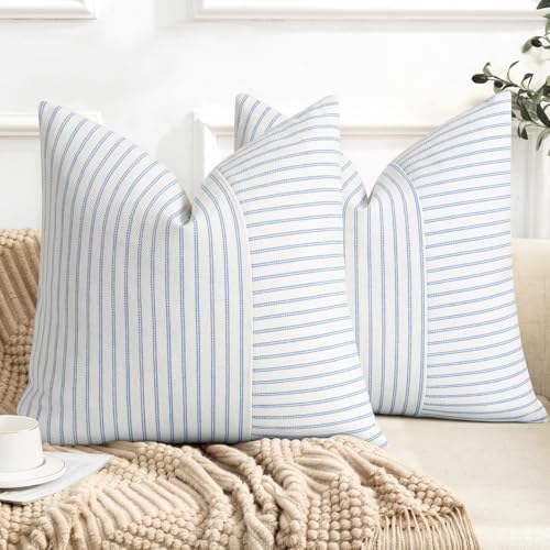 YCOLL Farmhouse Pillow Covers 18x18, Modern Accent Square Throw Pillow