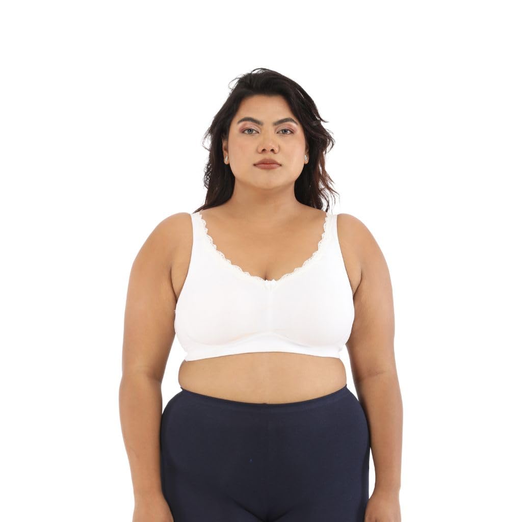 | Bra for Regular Use | Cotton Bra | No Lift, Full Coverage Support | Wire-Free & Non-Padded | Seamless Cups with Lace Detailing | Hidden Side Panels, No Center Panel | Pack of 1-image-5