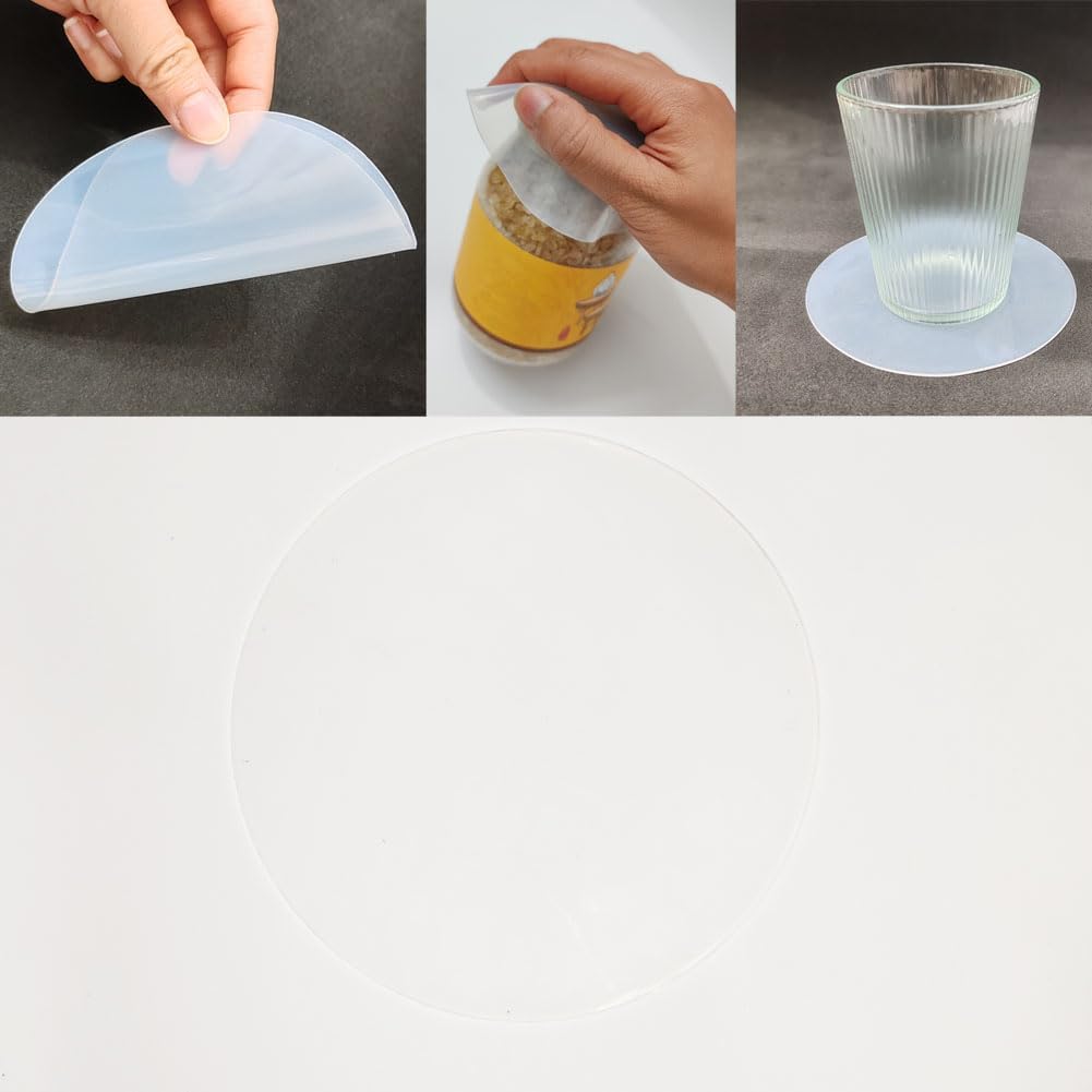 3 Pieces Silicone Jar Gripper Pads Round Kitchen Coasters Multi-Purpose Bottle Lid Openers, Jar Opener for Weak Hands - Translucent