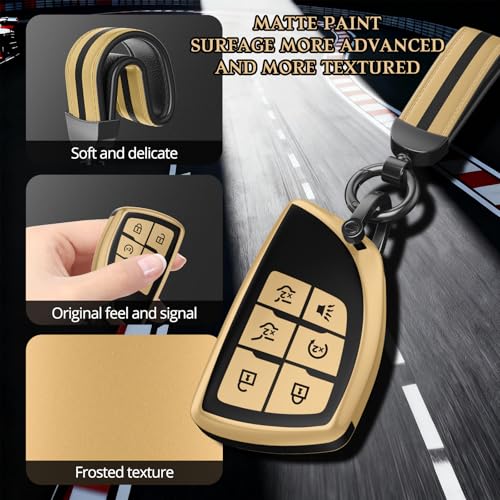 Image of For Chevy /GMC Key Fob Cover Accessories, Matte TPU Material, With a Cute Leather Keychain, for Silverado Sierra Tahoe Suburban Equinox Traverse Yukon Denali Terrain Acadia