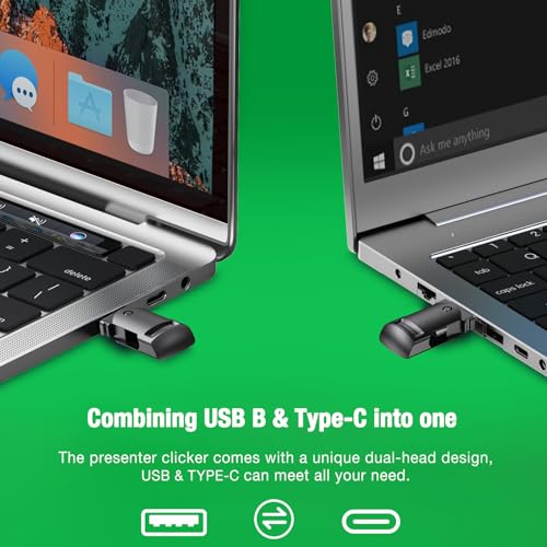 image for ELISWEEN 2-in-1 USB Type C Presentation Clicker Wireless Presenter Rem