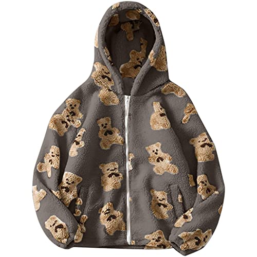 fesfesfes Casaco de inverno feminino forrado com lã de ovelha quente pulôver com capuz forrado com l