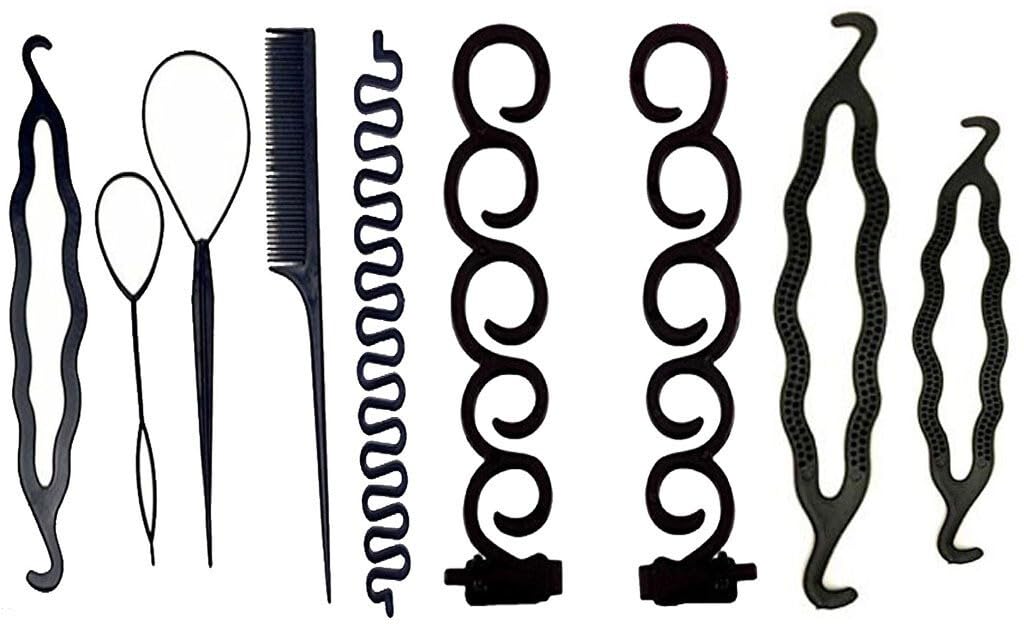 GadinFashion™ Hair Acceessories Combo Pack of 12 Hair Styling Tool, Bun Maker Hair Puff Maker Hair Briad Tool Hair Dount For Women And Girls