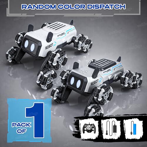 Image of Zest 4 Toyz Remote Control Car Toy for Kids Adults | Robot Dog | 8x8 Drift Robo Rechargeable RC Car | 8WD 360 Rotation Wheels | 45+ft Range 2.4GHz Remote | Light & Sound Display - Assorted