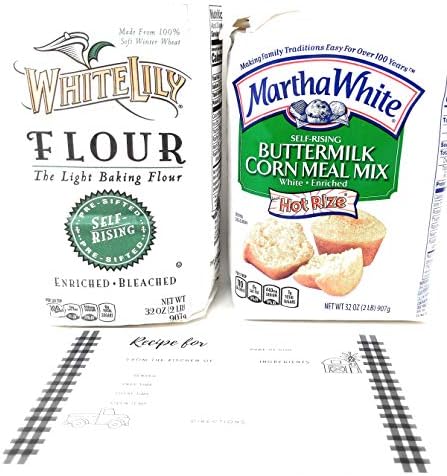 Martha White Buttermilk Cornmeal Mix and White Lily Self Rising Flour Combo Bundle, 32 Oz Each Bundled with JFS Recipe Card
