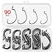 90Pcs Extra Wide Gap Worm Hooks with Box Red and Black High Carbon Steel Senko Bait Jig Fish Hooks Set for Freshwater Saltwater 5 Different Sizes