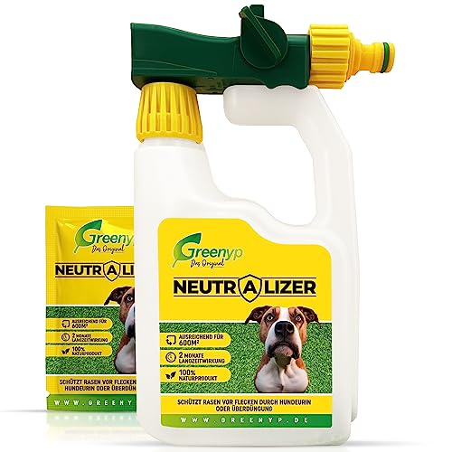 Greenyp Neutralizer - Protegge il prato dalle macchie di urina di cane I Neutralizza l'urina grazie a microrganismi efficaci I 100% attivo organico per il terreno del prato I Tanica con 2x 12g per