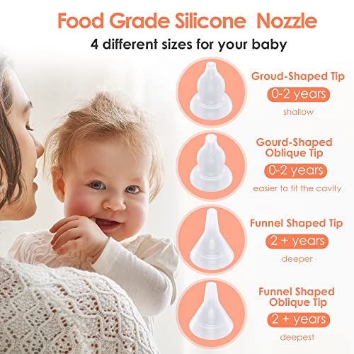 Hitomi Nasal Aspirator For Baby, Electric Nose Aspirator For Toddler With Adjustable 3 Levels Suction, Low Noise Rechargeable Baby Nose Sucker, Waterproof Automatic Nose Cleaner With 4 Silicone Tips #TOP3