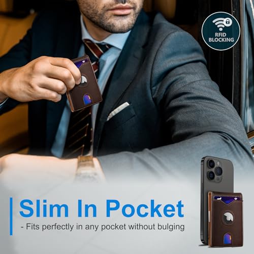 Airtag Wallet for Men,with Money Clip 11 Cards Slim Front Pocket Leather RFID Blocking Wallet with Gift Box4
