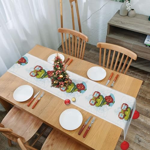 Chemin de table tortue 35x152 cm antidérapant avec pompons - 8