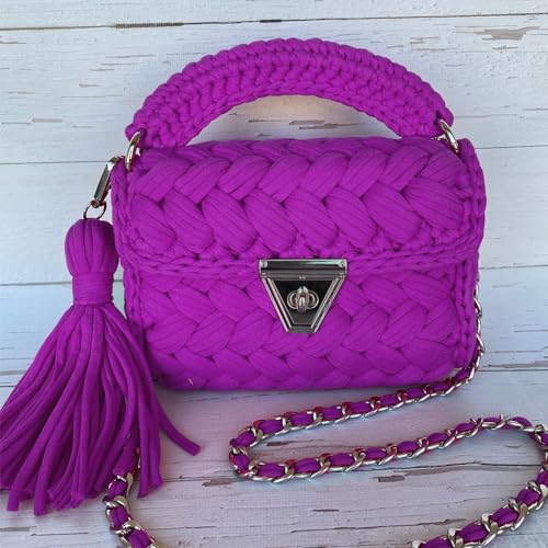 NOTIONSLAND 400g T-Shirt Yarn Knitting Yarn Fabric Crochet Yarn for Bag Basket, Blanket Home Decor - Reddish Purple Soild Color Yarns - Image 2