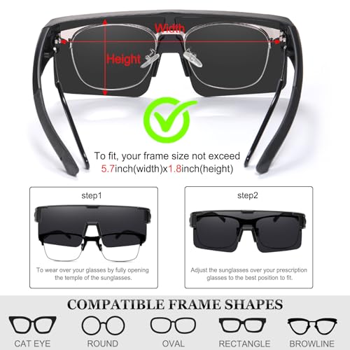 Image of HAOLOTA Fit Over Glasses Sunglasses for Men, Wrap Around Sunglasses for Driving Cycling Outdoors UV Protection