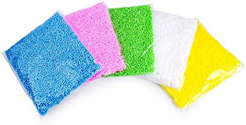 5 Pack Slime Styrofoam Foam Balls - 65,000 pcs - 5 Colorful Packs of Polystyrene Foam Filler Floam Beads Perfect for Kid's Creative Arts Crafts DIY Slime/Decoration/Art/ Craft 0.08-0.16 Inch (2-4mm)