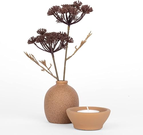 Miniatura 4 de Koyal Wholesale Portavelas de cerámica de terracota para decoración de centro de mesa, bandeja de velas, juego de 12