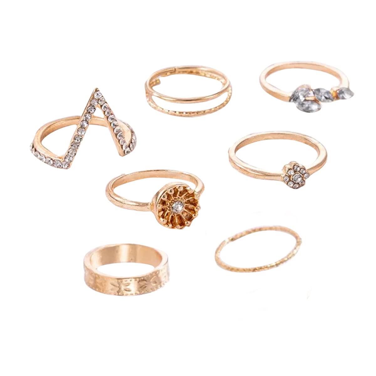 Jewels Galaxy Jewellery For Women Gold Plated Contemporary Stackable Rings Set of 7 (JG-PC-RNGH-2737) (B0BLSV8JNX) Amazon Price History, Amazon Price Tracker