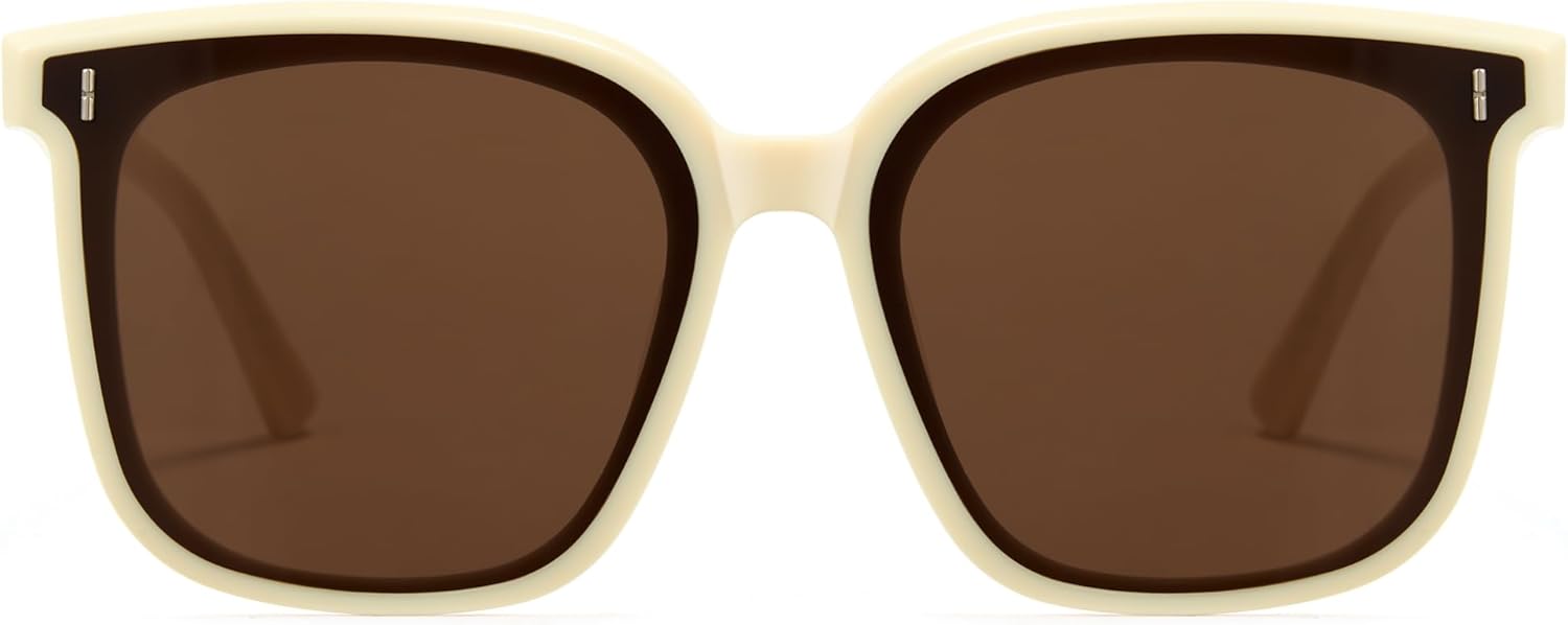 Cyxus Polarized Rectangular Sunglasses Acetate Frame UV400 Protection Stylish Shades Women Men P1224