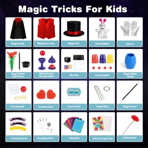 Kids Magic Set - Magic Tricks with Magic Hat & Kids Magician Costume - Image 3