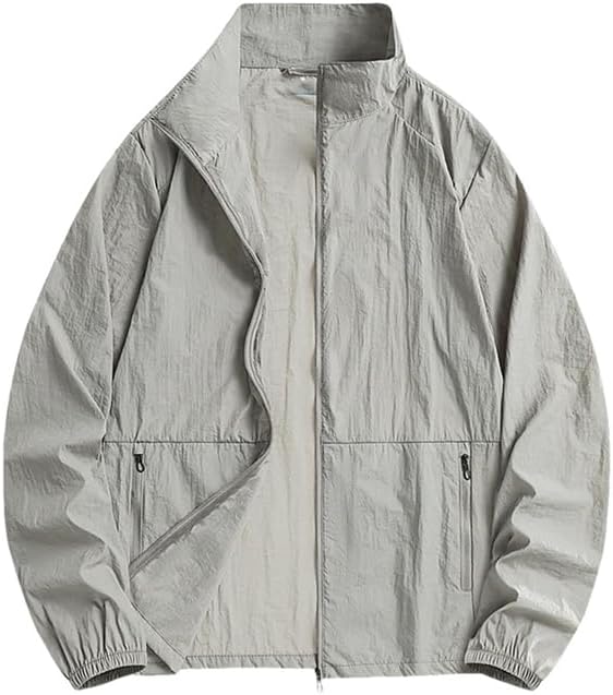 Men Casual Fishing Bike Zipper Jacket With Pocket Gym Running Outdoor Thin Jacket
