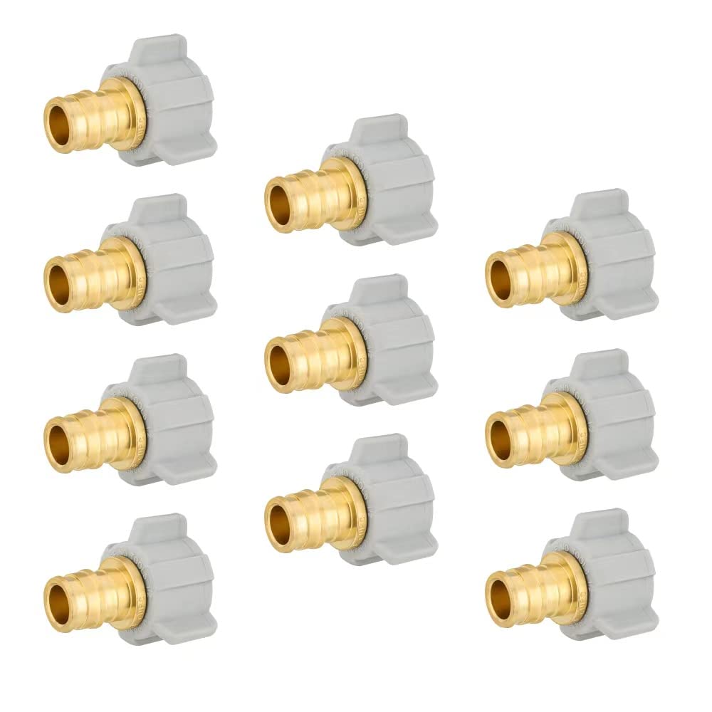 EFIELD Lot de 10 raccords en laiton à plein débit d'expansion Pex-A, adaptateur pivotant NPT femelle 1,27 cm Pex X 1,27 cm, ASTM F1960