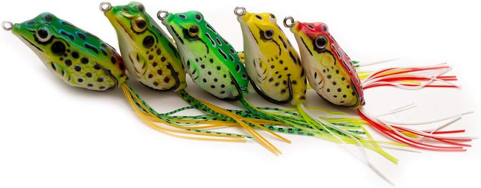 iBait 5pcs Topwater Soft Plastic Swimbait Lures Frog Baits Crankbaits for Bass Snakehead Freshwater Fishing
