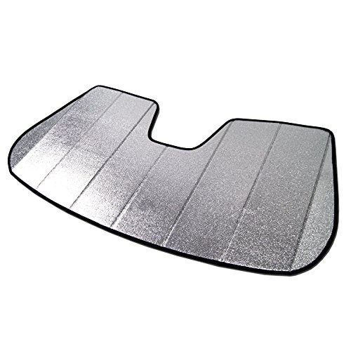 Image of Custom Fit Car Sun Shade Windshield | Sun Visor | Car Window Shades | Fold Up Front Sunshade Visor | Compatible with BMW 5-Series GT F07 2010-2017 | CFS-023-S | Silver & Grey 1-pc Set