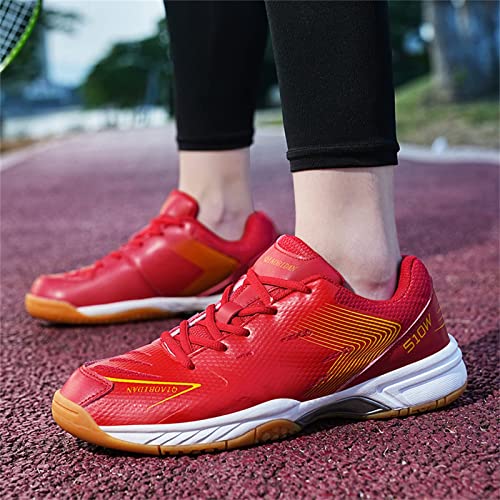 Mens Table Tennis Shoes Breathable Badminton Sport Shoes Badminton Walking Squash Sneakers Outdoor Casual Volleyball Sneakers,Red,10 #TOP5
