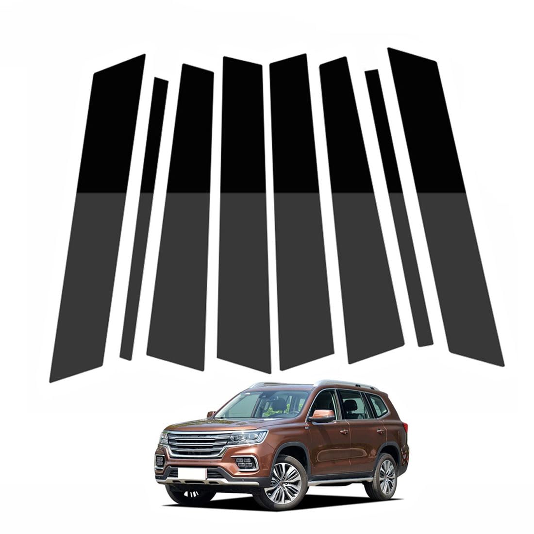 Glossy Black Pillar Post Window Trim For MG RX8 2018-2023 Door Window Pillar Cover Sticker Decals Kits