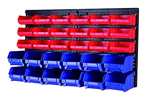 MaxWorks 80790 30-Bin Wall Mount Parts Rack/Storage for your Nuts, Bolts, Screws, Nails, Beads, Buttons, Other Small Parts