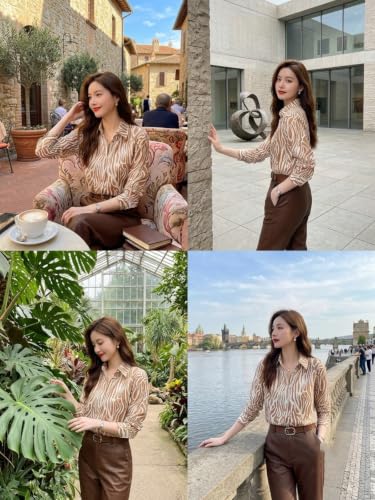 Image of Leriya Fashion Shirt for Women S-3XL | Abstract Printed Crepe Full Sleeve Shirt Collared Silhouette | Office Wear Tops for Women, Western Shirt for Women & Stylish Tops for Women Smart-Casual Styling