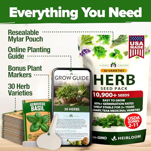 HOME GROWN 30 Herb Seeds for Planting 10,900+ Non-GMO Heirloom Seeds | Extra Large Variety Pack Herb Kit – Indoor Outdoor & Hydroponic | Culinary Seed Set | Grow Your Own Herbs | Gardening Gift - Image 8