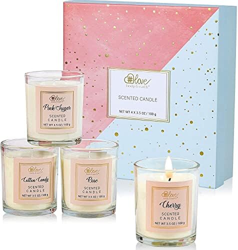 Scented Candles Gift Set-4 Pack Candles Gifts for Women, Long Lasting Candles for Home Scented Bath Yoga, 100% Natural Soy Candles, Gift for Mothers Day Birthday Anniversary Christmas