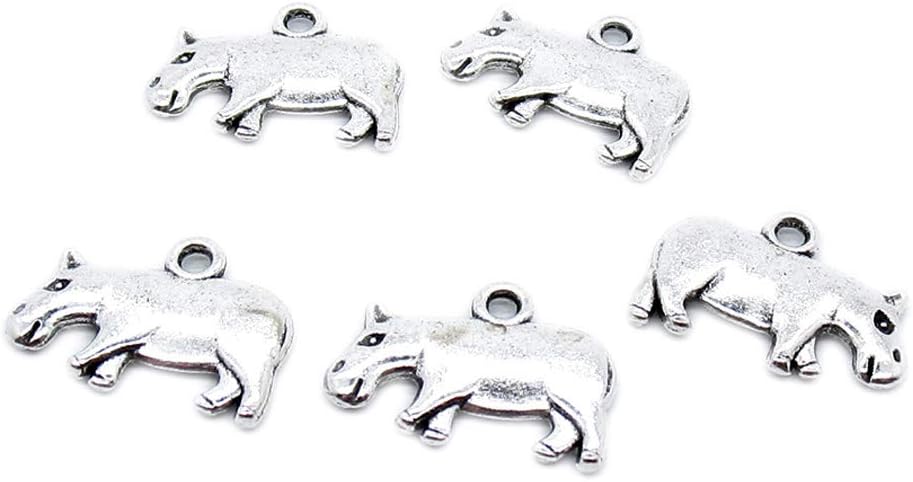 210 PCS Antique Silver Plated Jewelry Making Charms Supplies Crafting TY4N6H Hippo