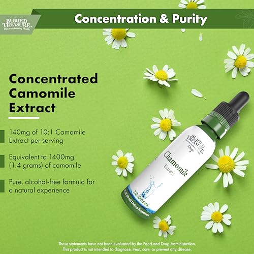 Buried Treasure Chamomile Drops – 30 Servings, 2oz, Liquid Herbal Calm Supplement for Relaxation Support, No Sugar Added