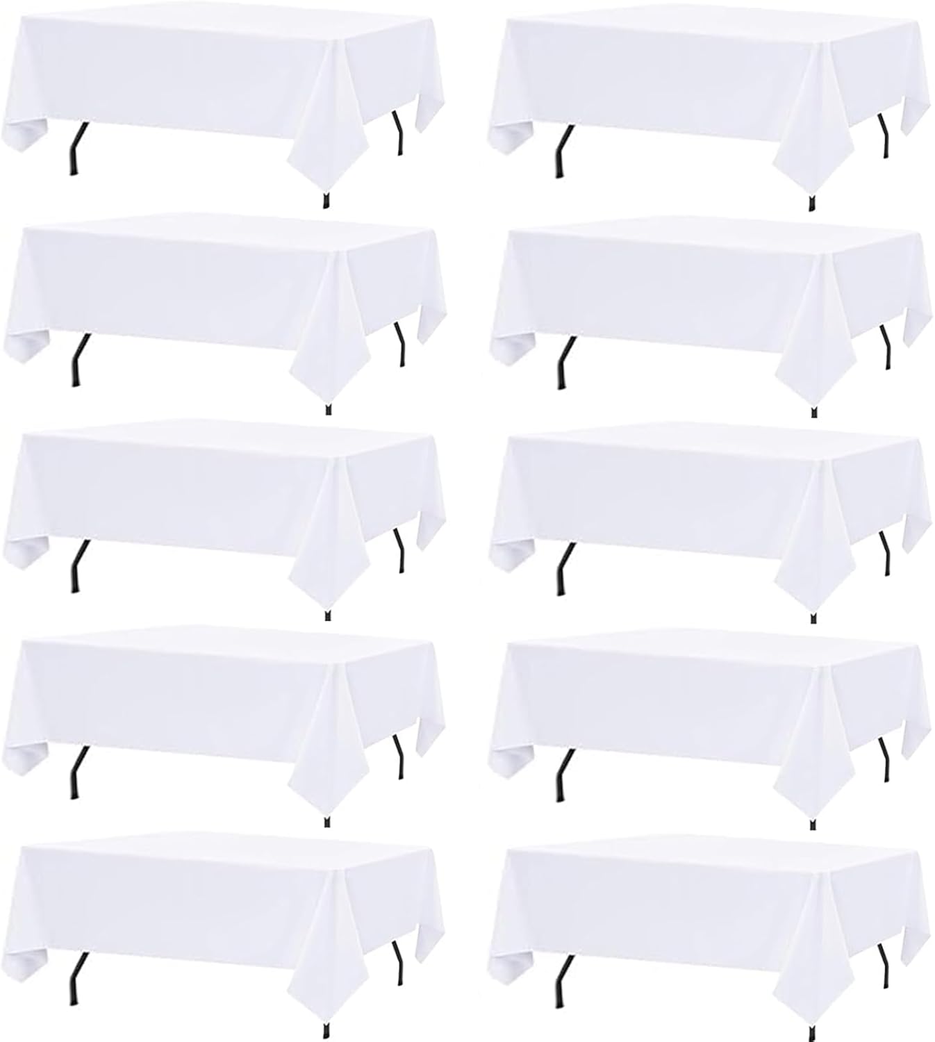 10 Pack White Table Cloth Rectangle Table Cloths for 8 Foot Rectangle Tables 60 X 126 Inch Washable Polyester Table Covers, Reusable & Wrinkle Resistant for Weddings, Parties, Events, and Everyday Use White 10 Pack-60*126 Inch