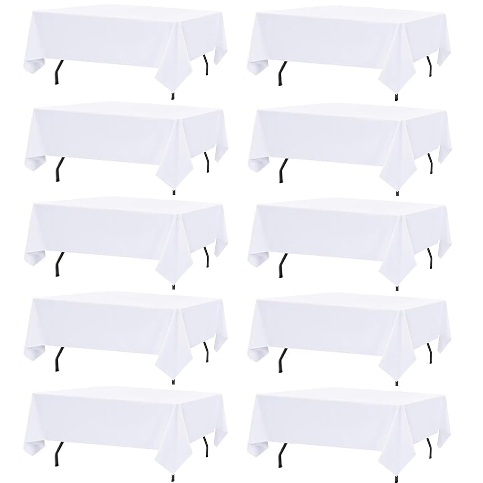 Photo 1 of 10 Pack White Table Cloth Rectangle Table Cloths for 8 Foot Rectangle Tables 60 X 126 Inch Washable Polyester Table Covers, Reusable & Wrinkle Resistant for Weddings, Parties, Events, and Everyday Use