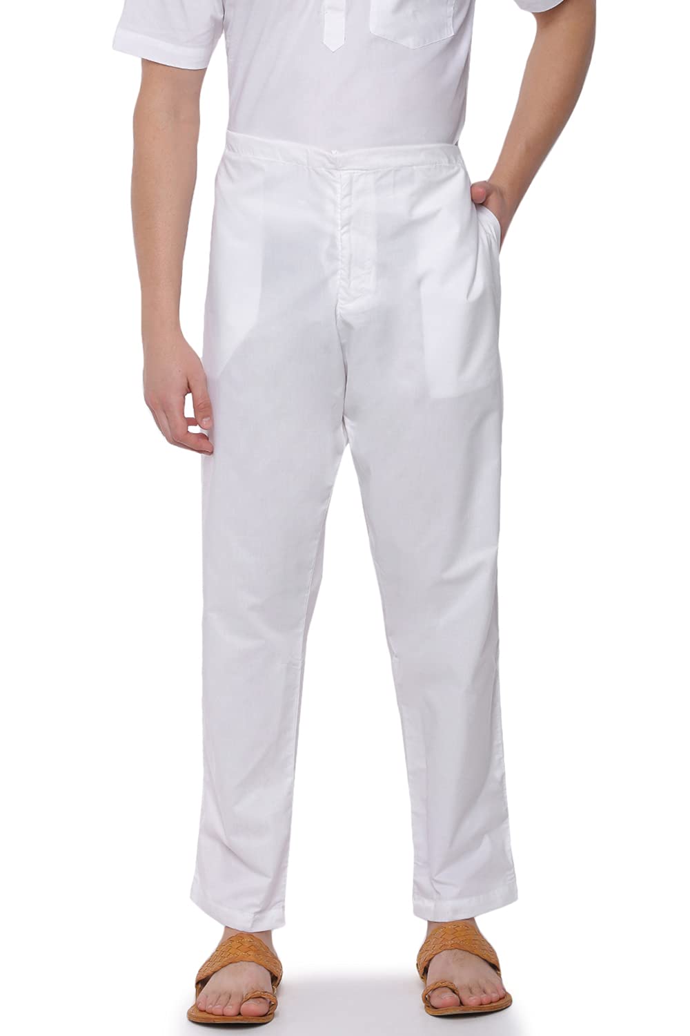 ramraj cotton Mens White Pure Cotton Solid Pyjama Pant-picture-39