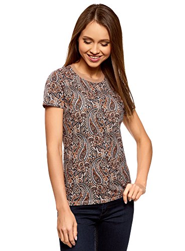 Oodji Ultra Donna T-Shirt Stampata con Scollo