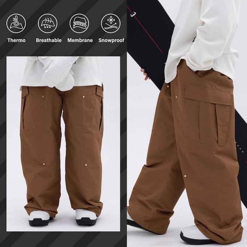 SNOWVERB Womens Mens Super Baggy 15K Waterproof Snowboard Ski Pants Workwear Loose Fit Snow Pants for Winter Sports - Image 2