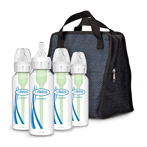 Image of Dr. Brown's Anti-Colic Options+ Baby Bottles (4 Pack) and Bottle Tote (Black) Bundle